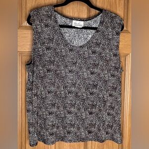 Kathie Lee Collection Black, Tan and Cream Patterned Sleeveless Top